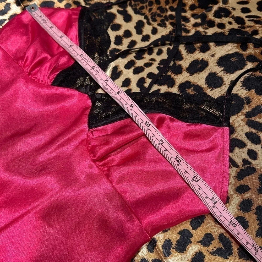 Apt. 9 Hot Pink & Black Lace Satin Slip